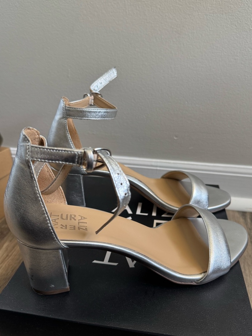 Naturalizer Metallic Silver Ankle-Strap Heels - Picture 4 of 6